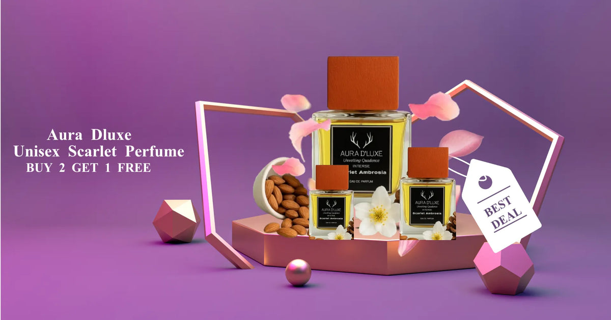 Scarlet Ambrosia Eau de Parfum with almonds and white flowers